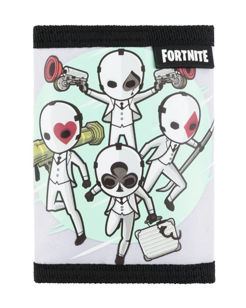 Front of a size O/S Fornite Profile Tri-Fold Wallet in Grey/Grey in Grey/Grey by Champion. | dia_product_style_image_id:328794